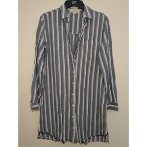 Cloth & Stone for Anthropologie Button Up Shirt Dress Rayon/Linen Size M
